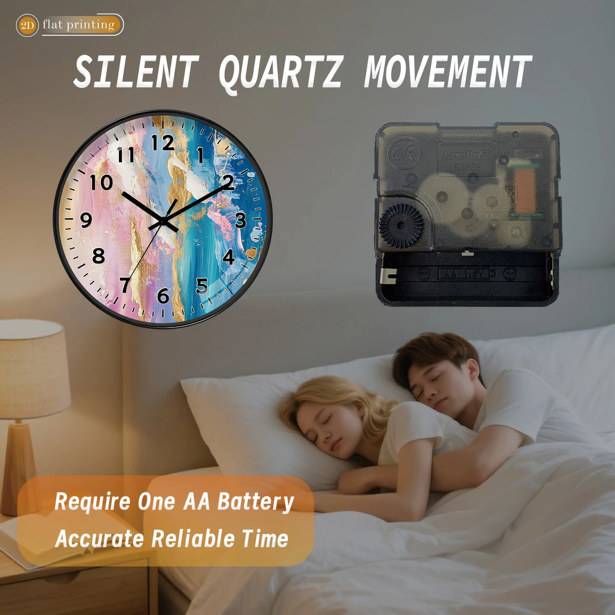 A 10 Inch Plastic Wall Clock - 2D Printed Clock, Abstract Floral Design, AA Batterie Not Included......