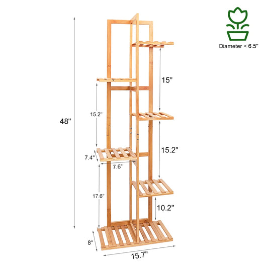 Natural Bamboo Plant Stand, Indoor Outdoor,15.7x8x48 inch's....