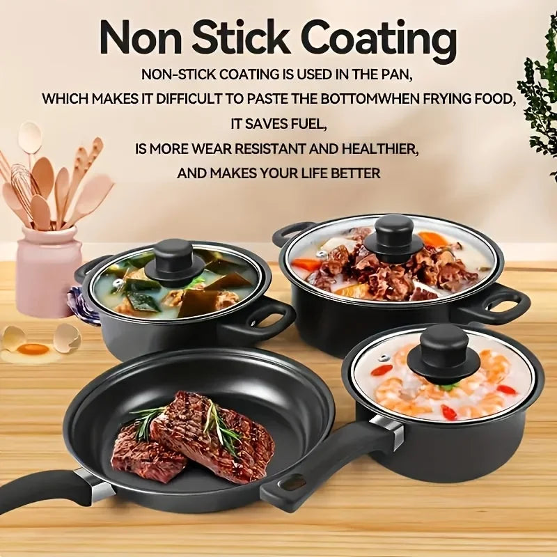 13-Piece Nonstick Stainless Steal, Cookware Set Black, & Utensils....