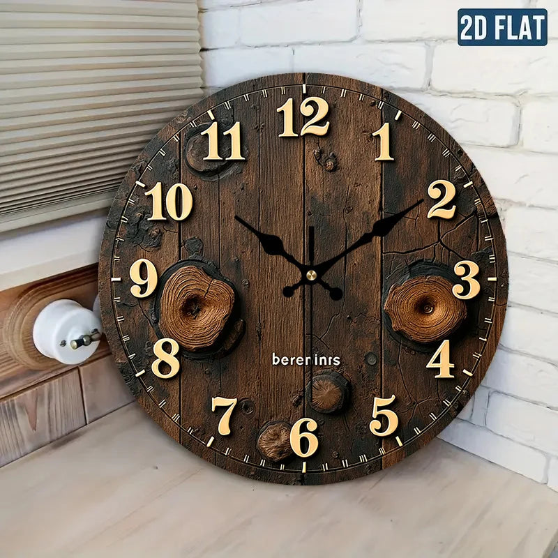 Vintage Wooden Stump Themed Style Wall Clock, 4 Sizes, AA Battery Not Included.....