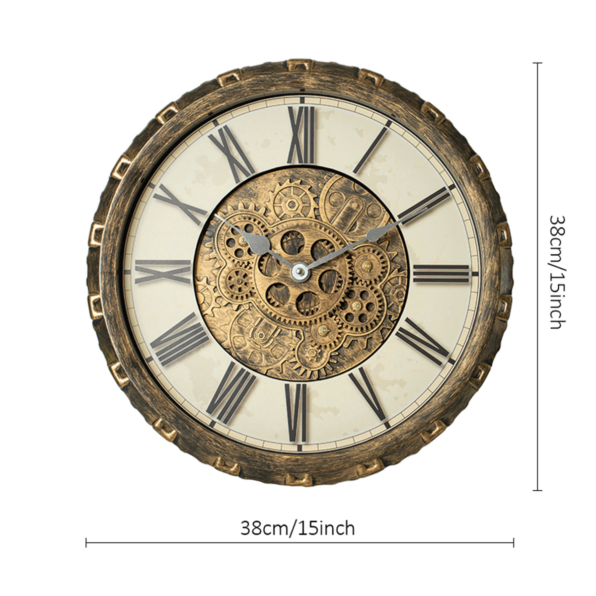 15/18 Inch Vintage Gear Wall Clock, 6 Styles 2 Sizes, AA Battery Needed....