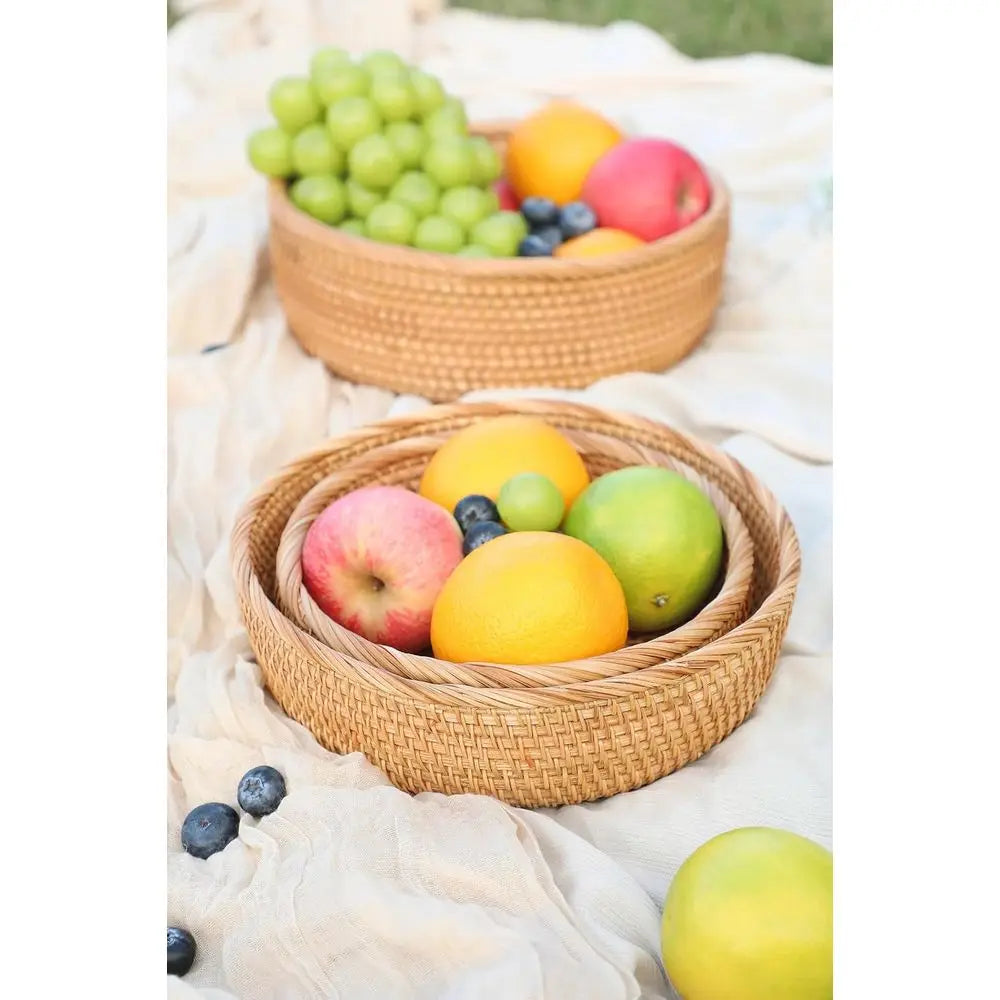 Natural Rattan Handwoven Bread Basket (Espresso Brown)....
