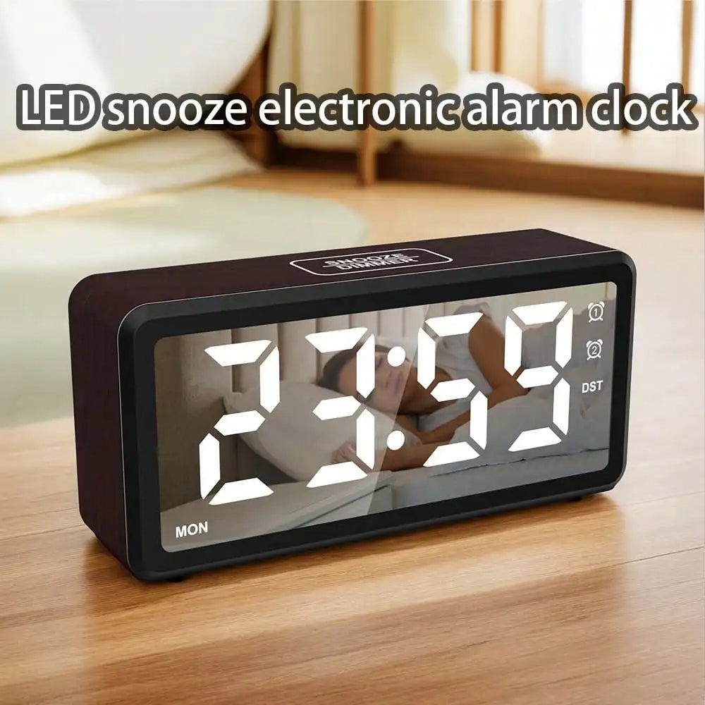 Wooden alarm clock, large LED display screen, 12/24-hour, 4 Colors....