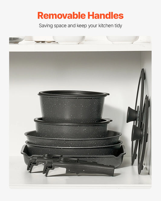 17 Pcs Nonstick Granite Pots and Pans Cookware Set....
