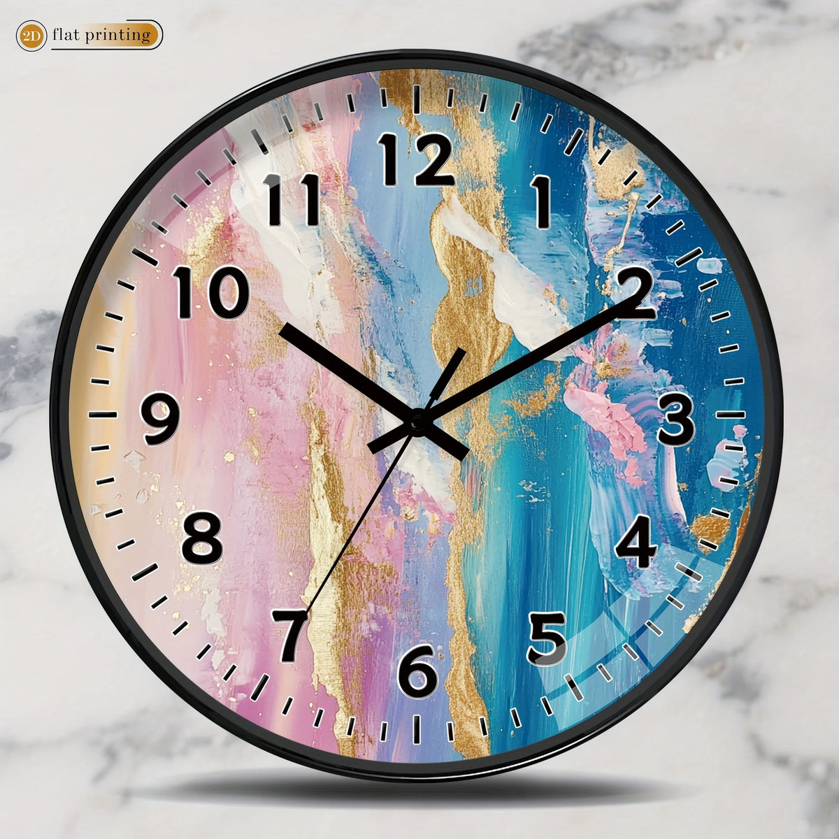 A 10 Inch Plastic Wall Clock - 2D Printed Clock, Abstract Floral Design, AA Batterie Not Included......