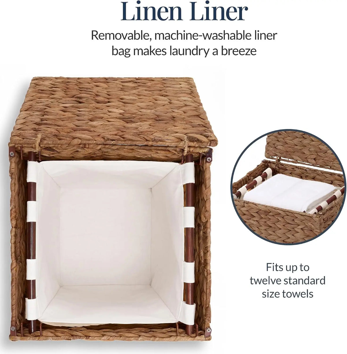 Small Laundry Hamper with Lid, Natural Handwoven, W/Removeable & Washable Liner Bag, P, 18 Gallon, 2 Colors....