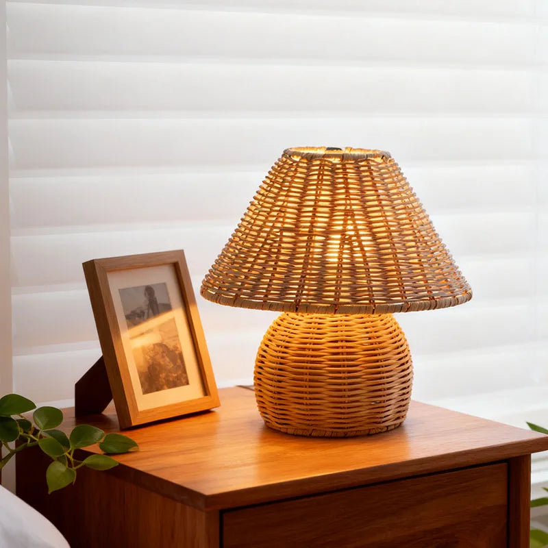 Bamboo Woven Table Lamps USB Plug