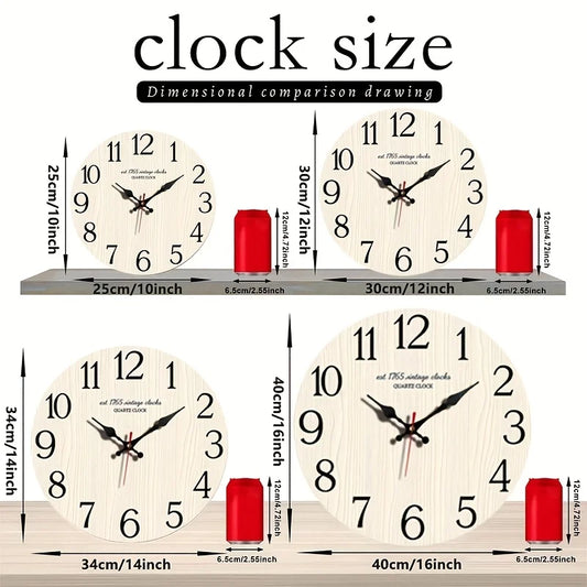 Vintage Wood Grain 2 d Print Wall Clock 4 sizes, Batteries Not Included.....