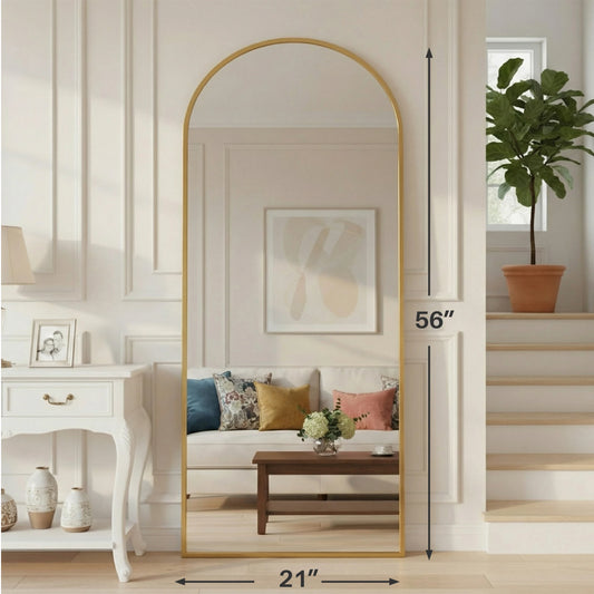 Full Length Mirror with Stand Tempered Glass Aluminum Frame, Standing or Wall Mount....