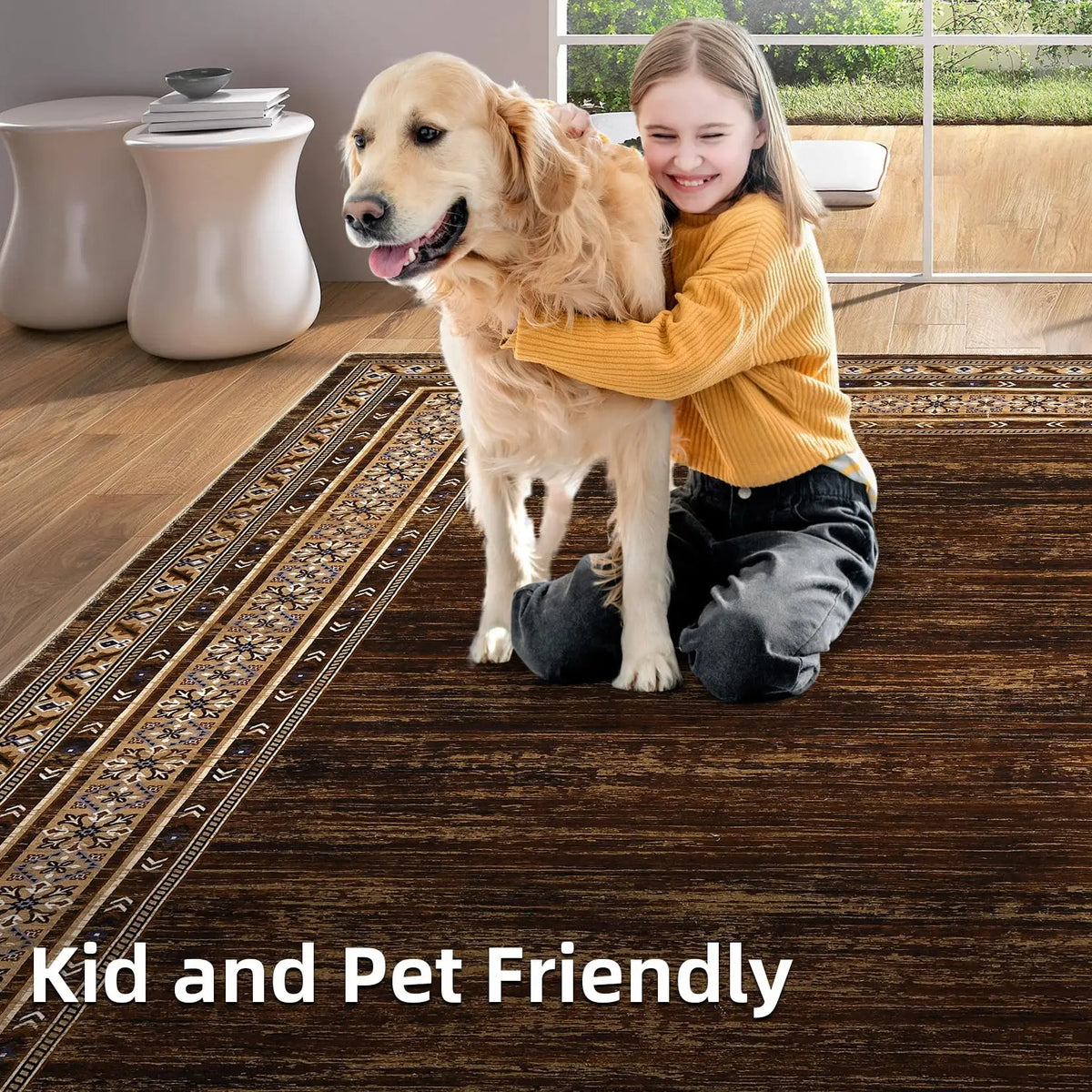 Area Rug 8x10 Washable Rug Non Slip Throw Carpet Low Pile