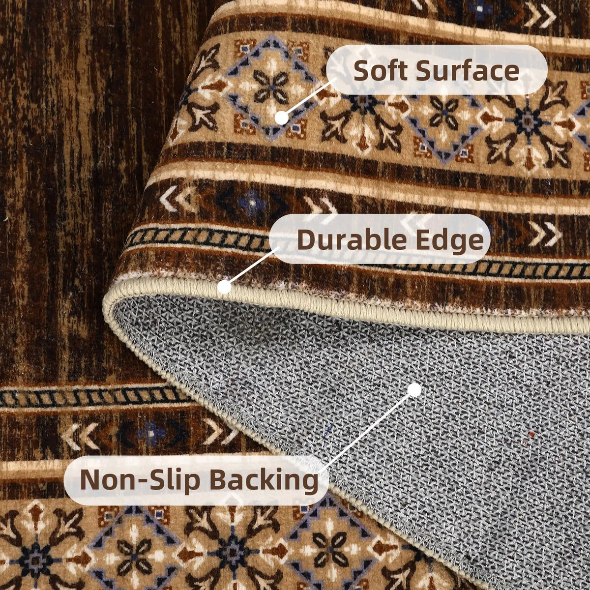 Area Rug 8x10 Washable Rug Non Slip Throw Carpet Low Pile