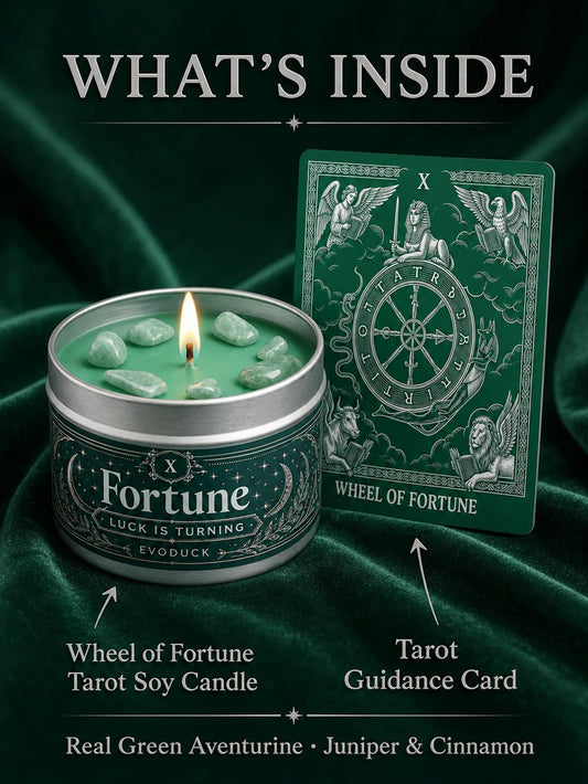 3/2/1 Sets Fortune Tarot Candle with Green Crystal Stones, Green Wax Scented, for Meditation, 3 Oz.