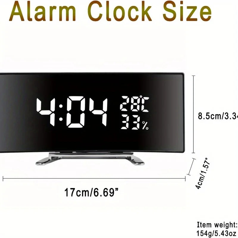 Alarm Clock With 6-inch Curved Large LED screen, temperature and humidity display, 4 Colors....