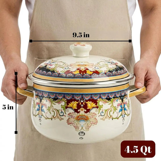 Enameled Cast Iron Stockpot with Cover, 4.5 Quart