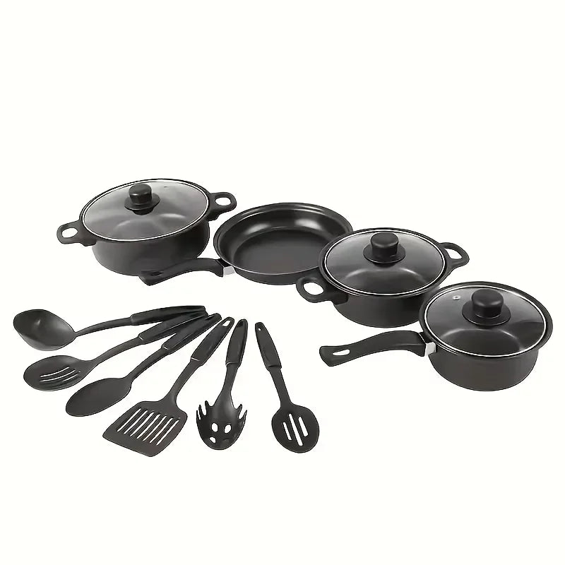 13-Piece Nonstick Stainless Steal, Cookware Set Black, & Utensils....