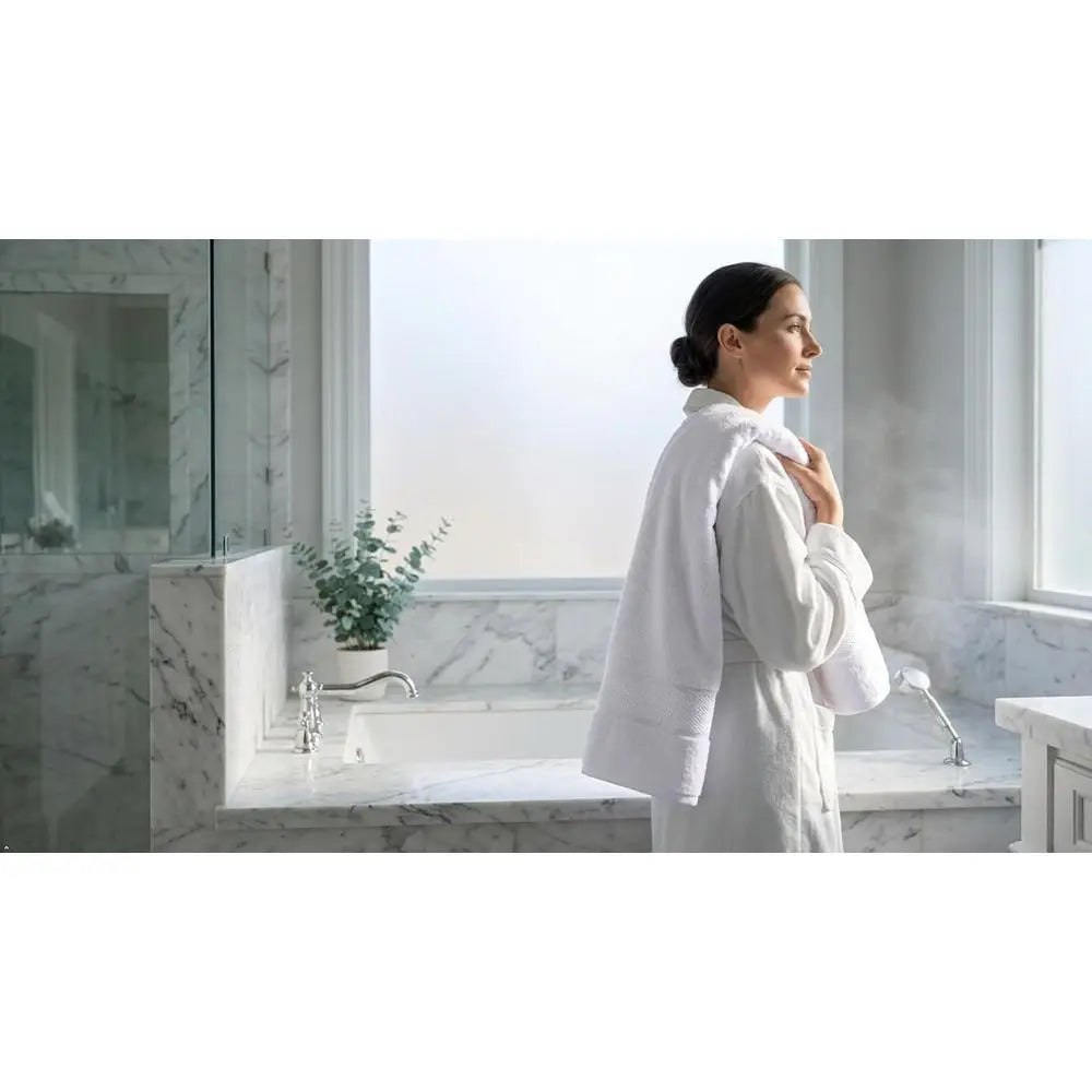 6-Piece Cotton Bath Towel Set - 2 Bath, 2 Hand, 2 Washcloths, White, 100% Cotton, Thick, Plush........