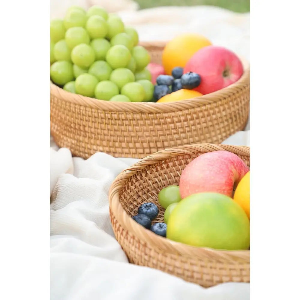 Natural Rattan Handwoven Bread Basket (Espresso Brown)....