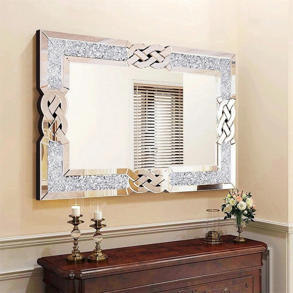 Large Rectangle Crystal Mirror Wall Art Crush Diamond Wall-Mounted, 3 Sizes......