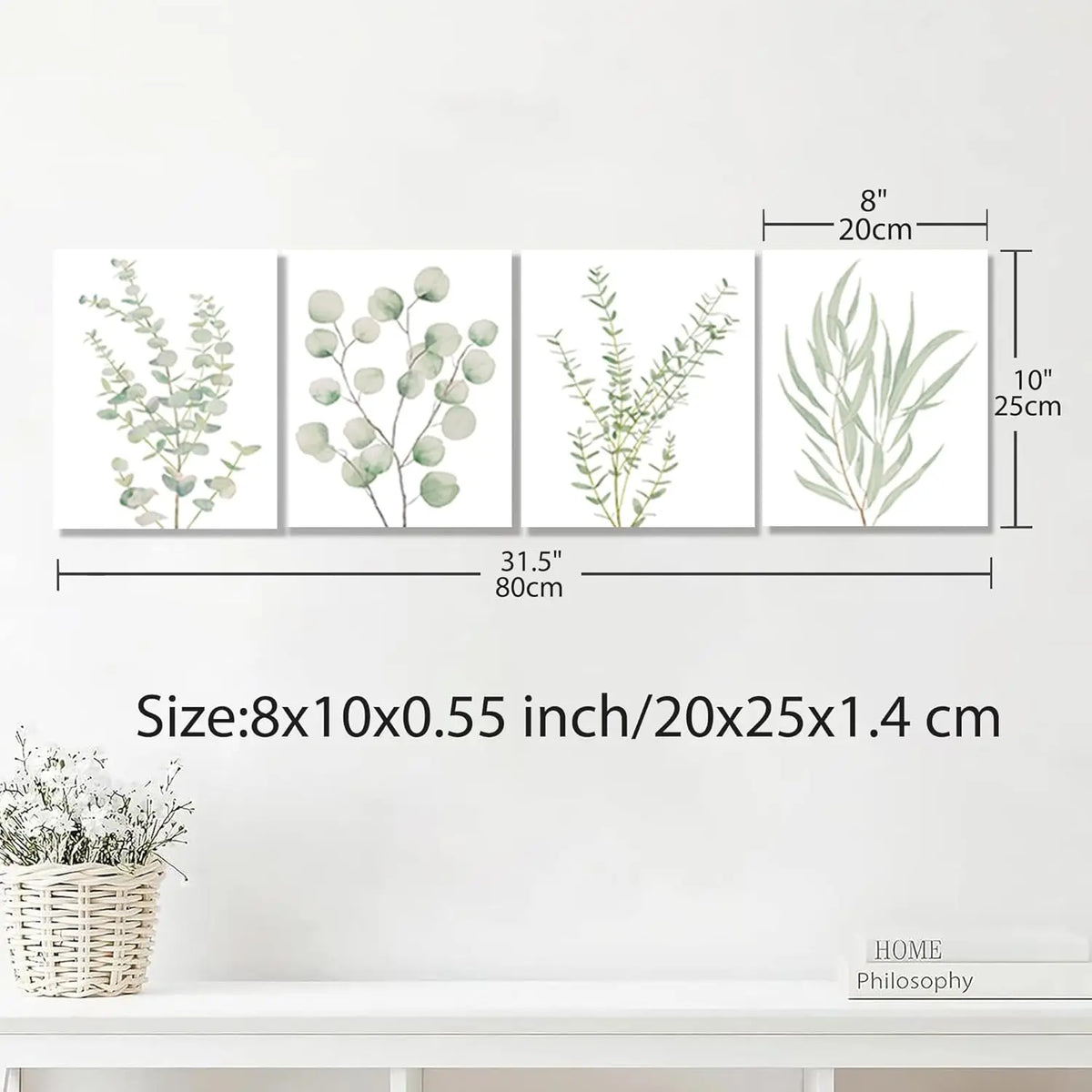 4‑Pcs Framed Botanical Canvas Wall Art 8×10 Inch, Boho Wall Decor for Any Room....