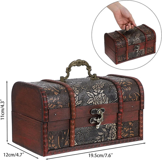 Vintage Treasure Chest Wooden Box for Jewelry
