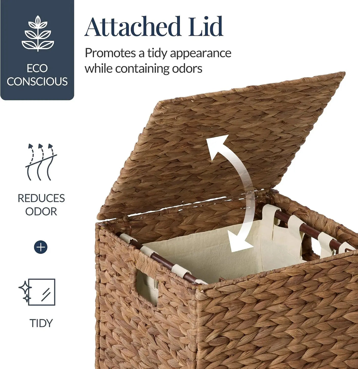 Small Laundry Hamper with Lid, Natural Handwoven, W/Removeable & Washable Liner Bag, P, 18 Gallon, 2 Colors....