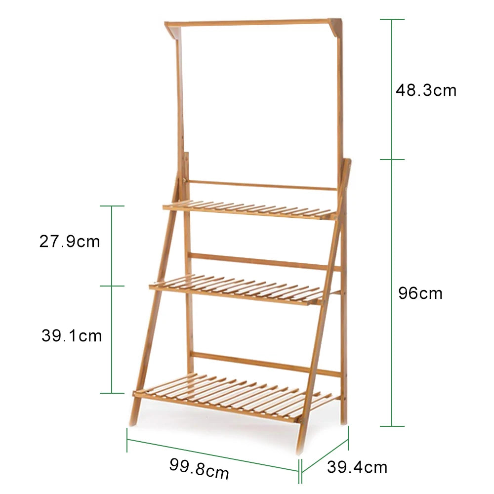 70/100cm Natural Bamboo Plant Stand Folding 3 Tier Flower Pot Display, Indoor Outdoor....