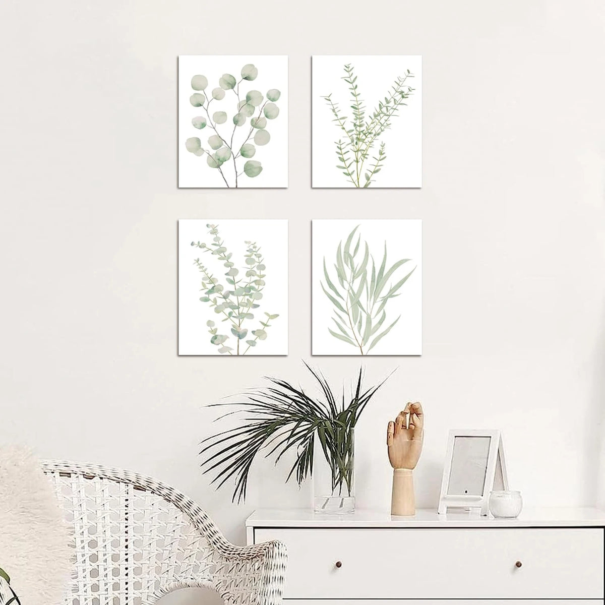 4‑Pcs Framed Botanical Canvas Wall Art 8×10 Inch, Boho Wall Decor for Any Room....