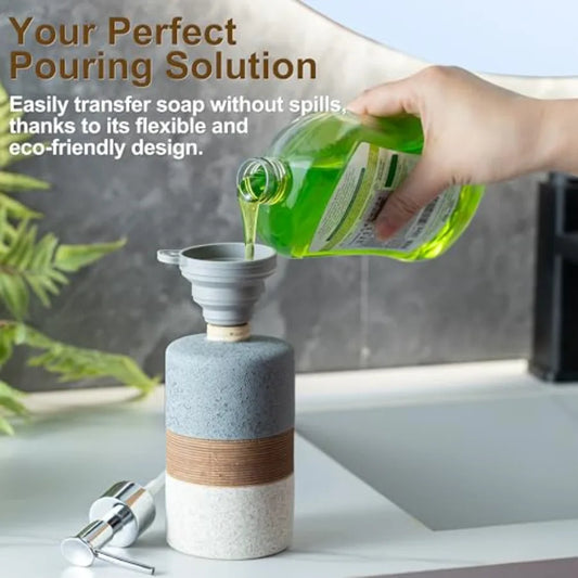 Ceramic Soap Dispenser Set for Hand Soap, Shampoo, Dish Soap, Conditioner, Stainless Steel Pump, Includes Funnel....