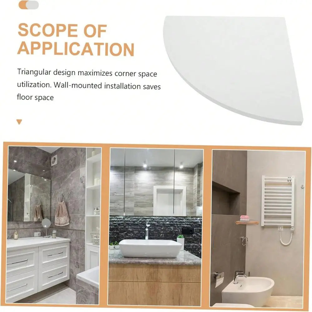 5-Piece White Floating Corner Shelf, Wall Mount Durable Plastic Construction, Non-Hole