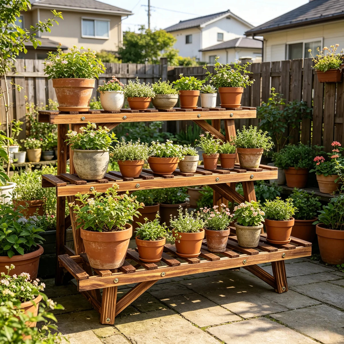 3 Tier Wooden Plant Stand, Outdoor