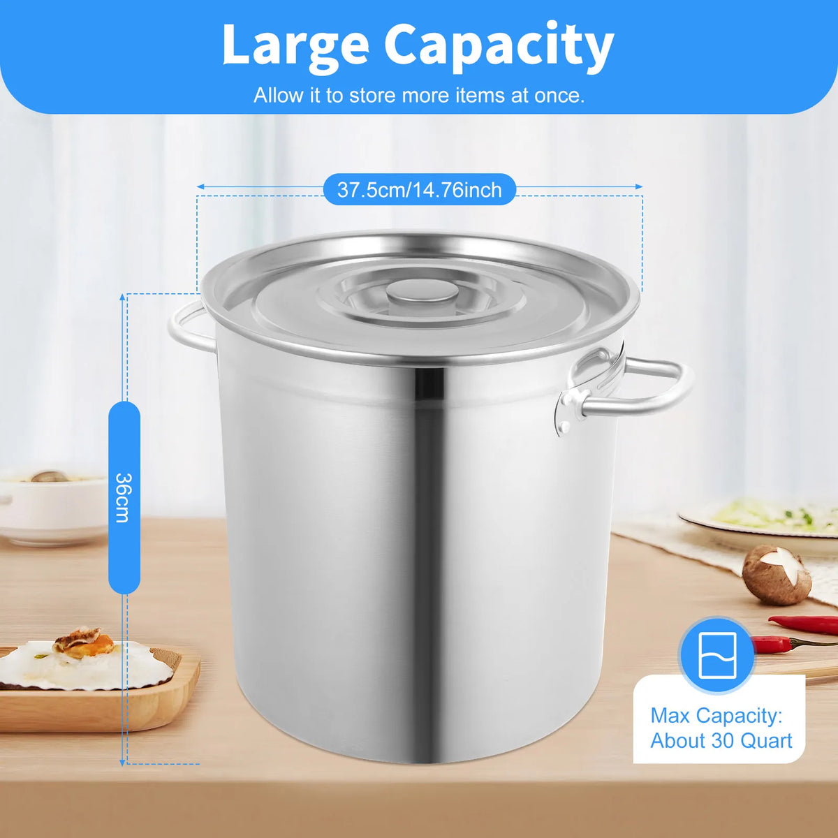 35L Stainless Steel Stock, Cooking Pot