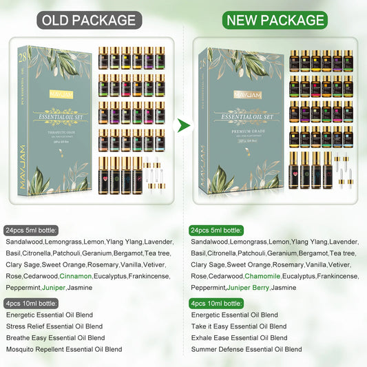 28pcs Pure Natural Essential Oils Gift Set, .3 Oz. For Humidifier Diffuser, Lavender, Vanilla, Sage, Jasmine Rose....