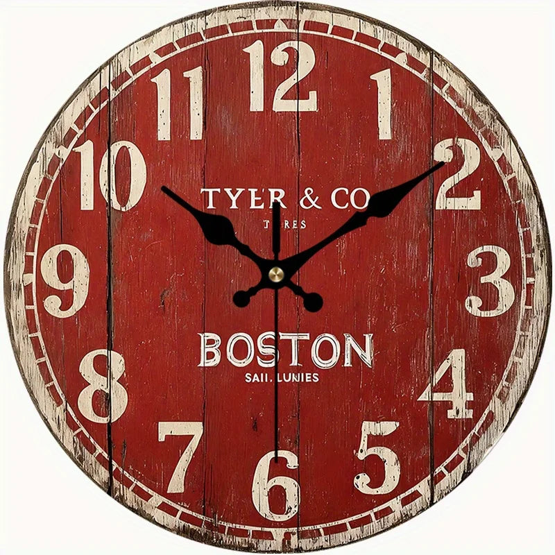 10 Inch Vintage Wooden Wall Clock, AA Batteries Needed...
