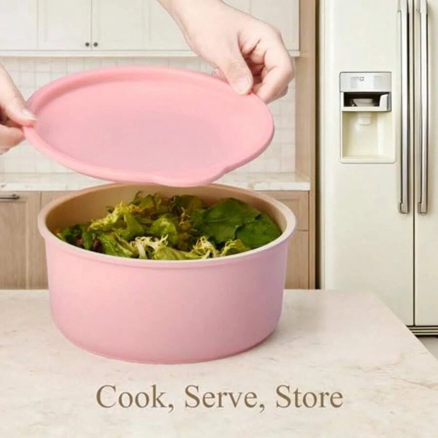 19pcs Non Stick, Cookware Set Detachable Handle, Dishwasher And Oven Safe, Pink, Black, Cream White And Sage Green....