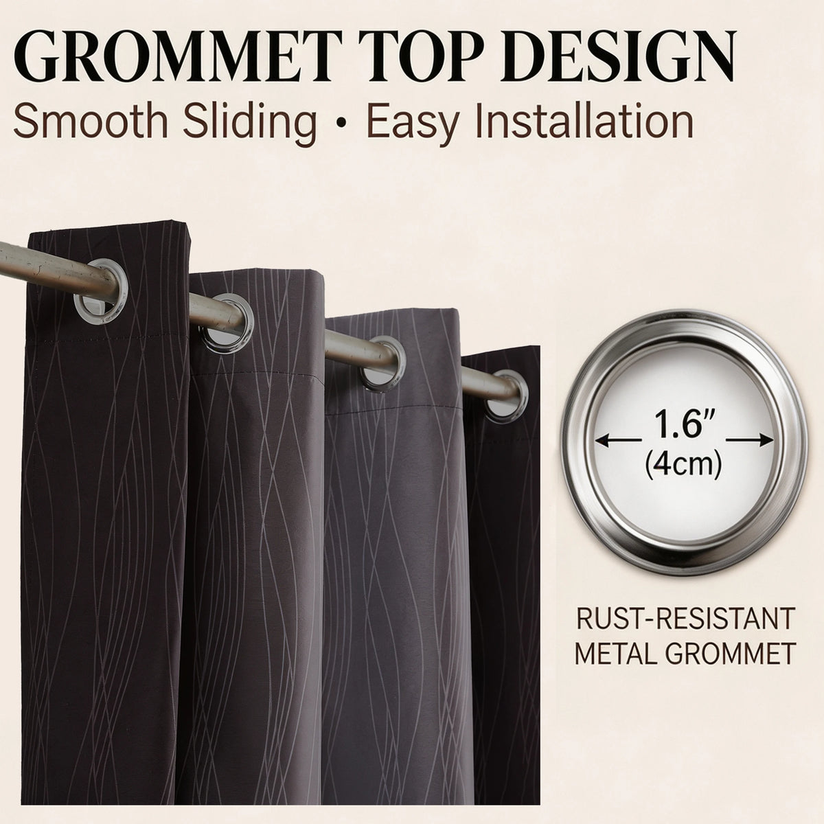 2 Panels Total Blackout Window Curtains, Grommet Top Drapes for Bedrooms, 100% UV Blocking, $ Sizes....