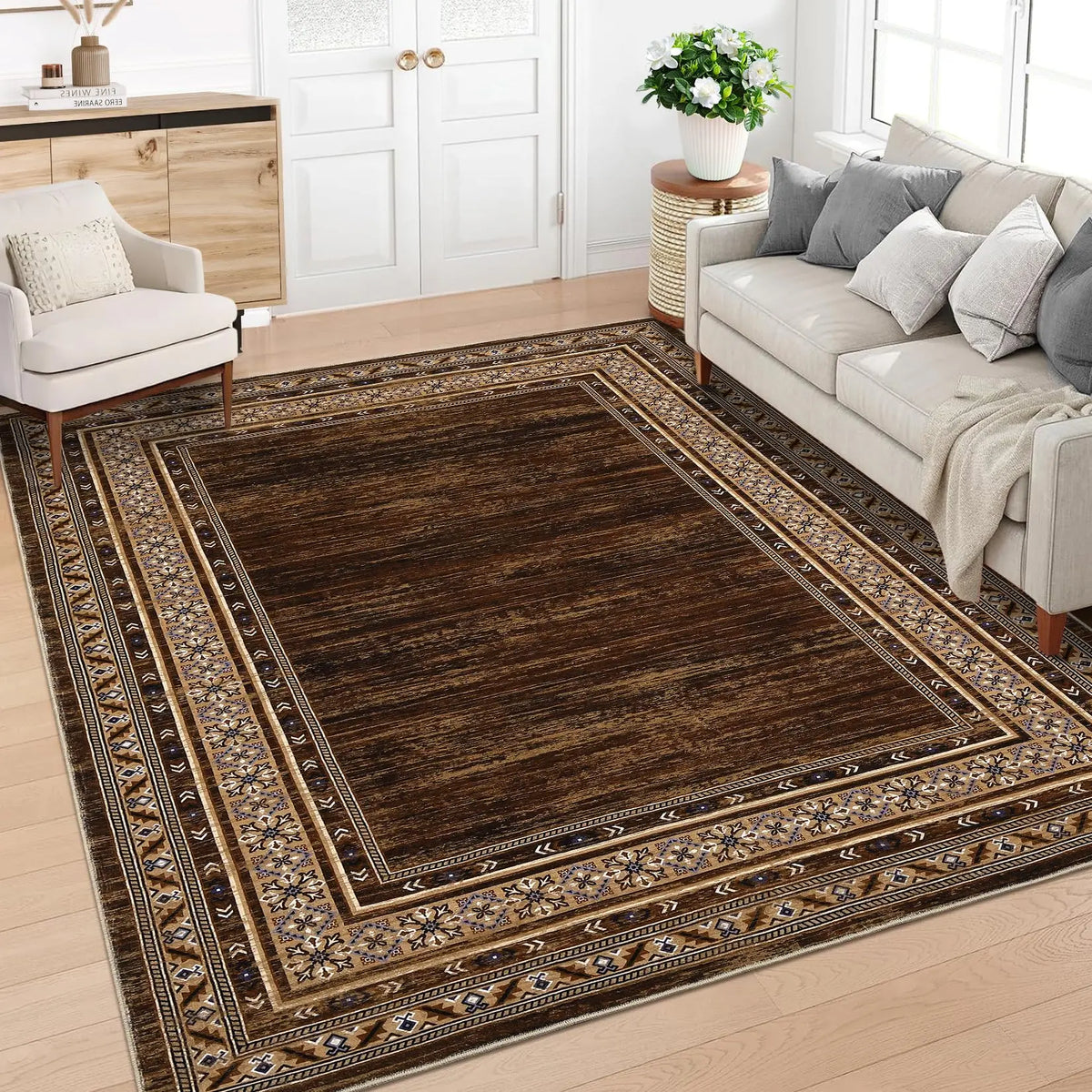 Area Rug 8x10 Washable Rug Non Slip Throw Carpet Low Pile