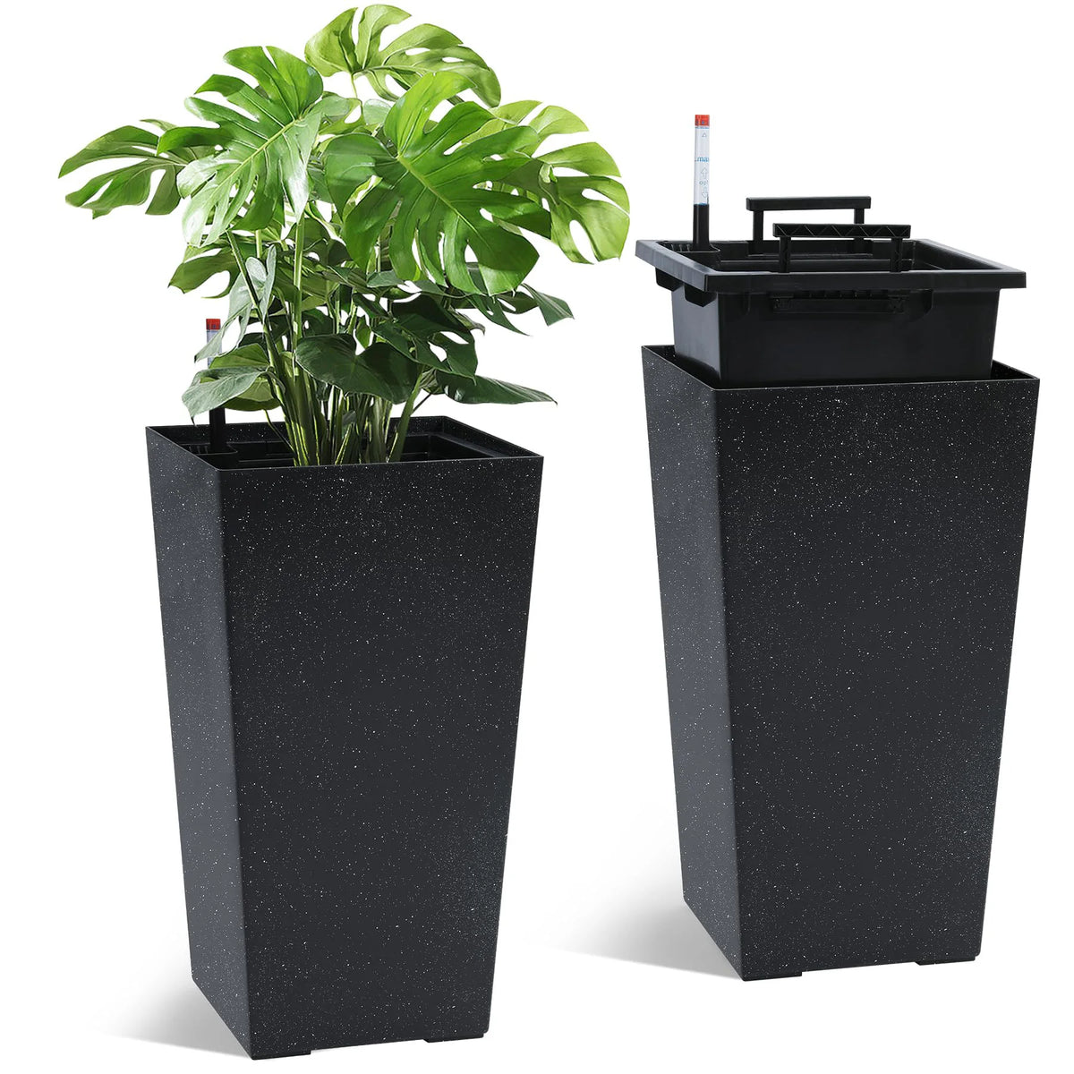 Set of 2 Modern Planters – Large Outdoor & Indoor Plant Pots with Self Watering System