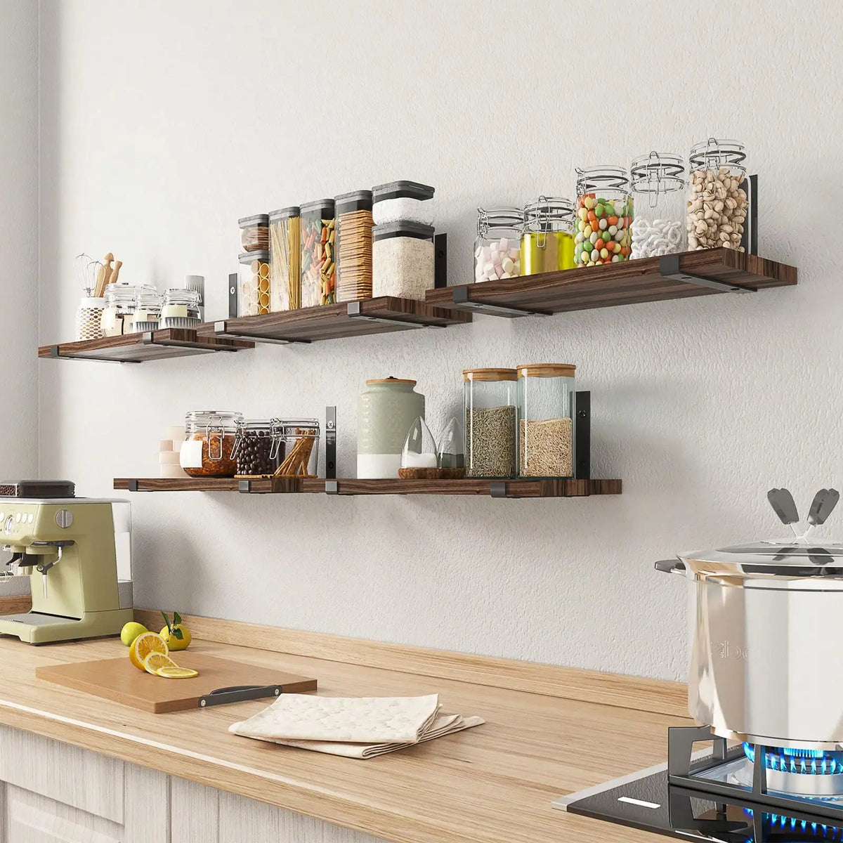 5/10Pcs Floating Shelves, 4.7 In Wide 16 Long with Invisible Brackets, Rustic Wood .......