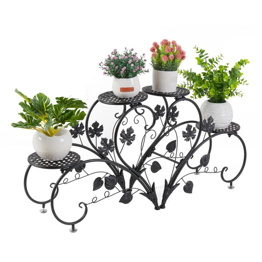 4-Tier Metal Plant Stand Display for Indoor Outdoor