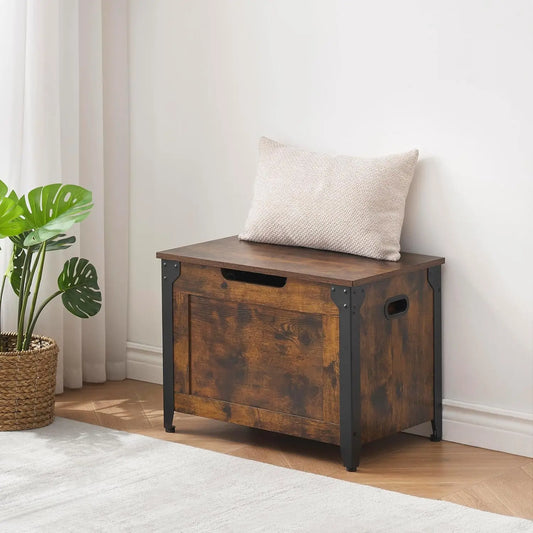 Wooden Storage Trunk with Metal Frame 300lb Weight Capacity