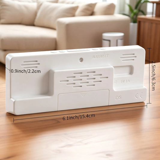 White Mirror Surface Voice Activated Alarm Clock, 3 Sets Alarms Time, Date, Temperature Cycle Display, USB Rechargeable.....