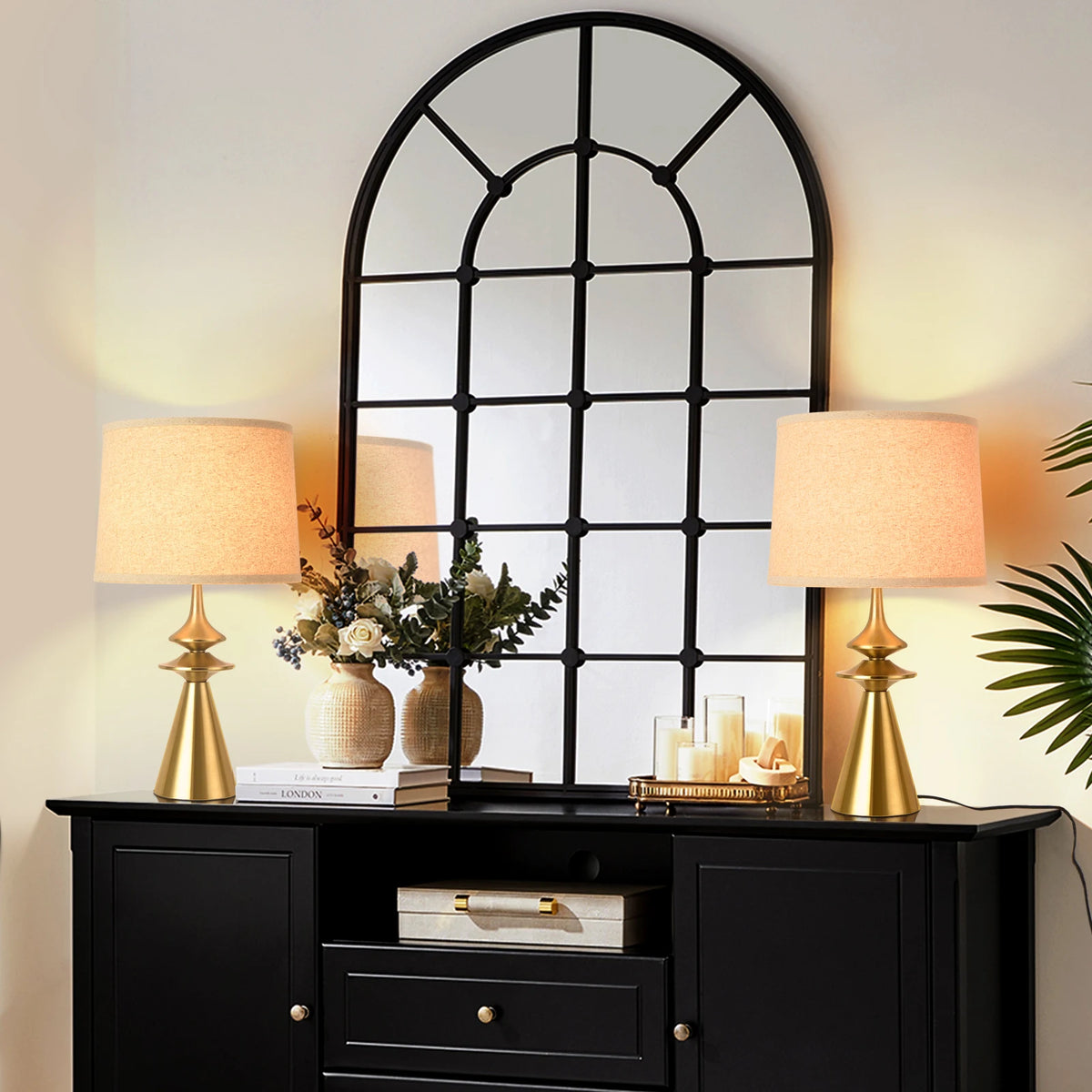 24" Gold Modern Tall Contemporary Table Lamps Single