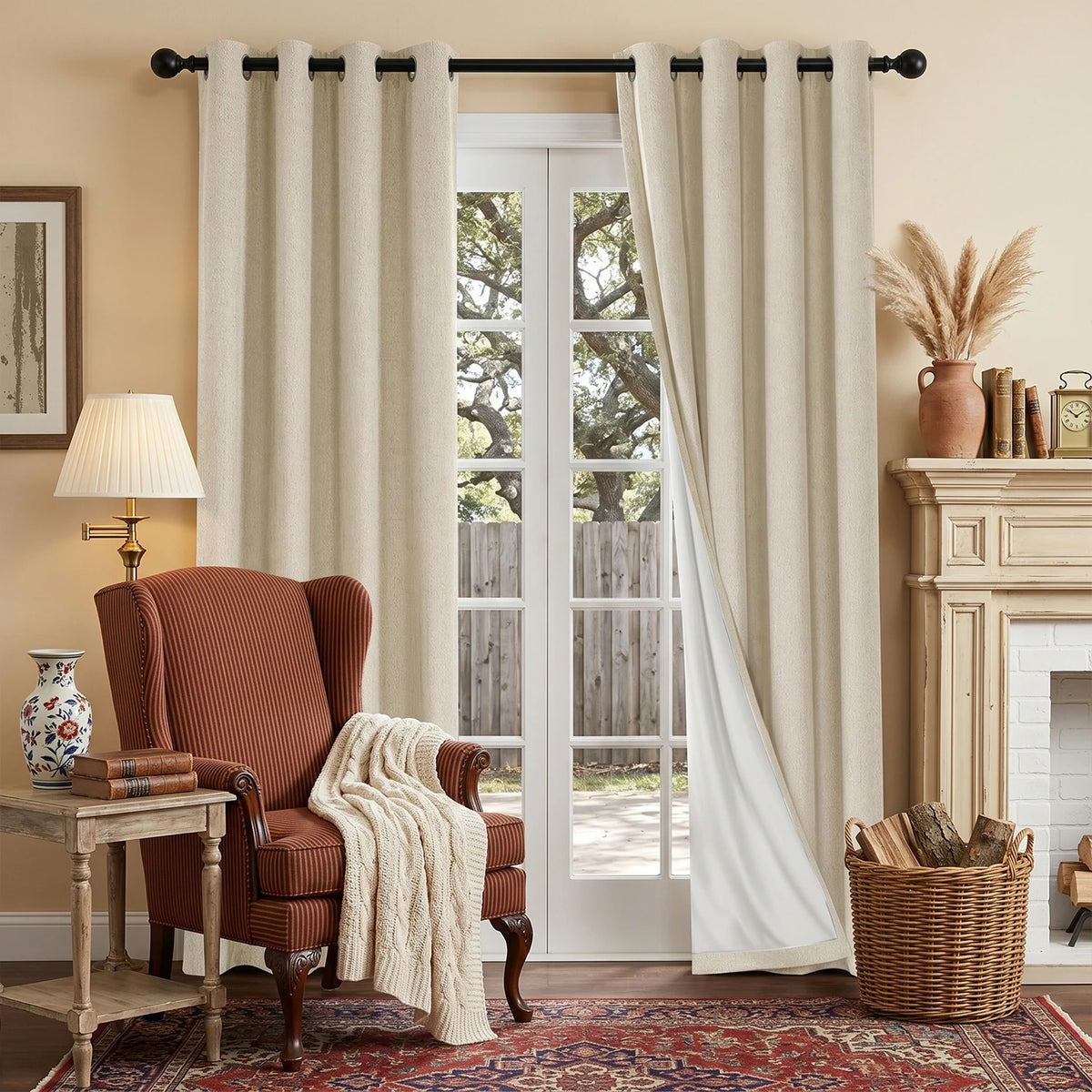 4 Colors, 2pcs Blackout Curtains, Grommet Top ,4 Sizes, Noise Reduction, for Bedrooms, Living Rooms, Dining Rooms