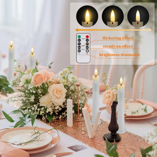 6.5 In. Flameless Taper Candles with Remote Timer Dripping Wax Flickering Fake LED Candlesticks, 2- AAA Batters Needed ....
