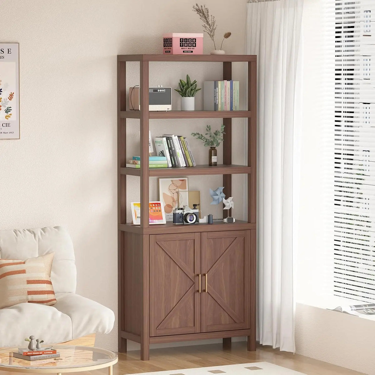 5-Tier Wooden Bookshelf Bookcase, Assembly....