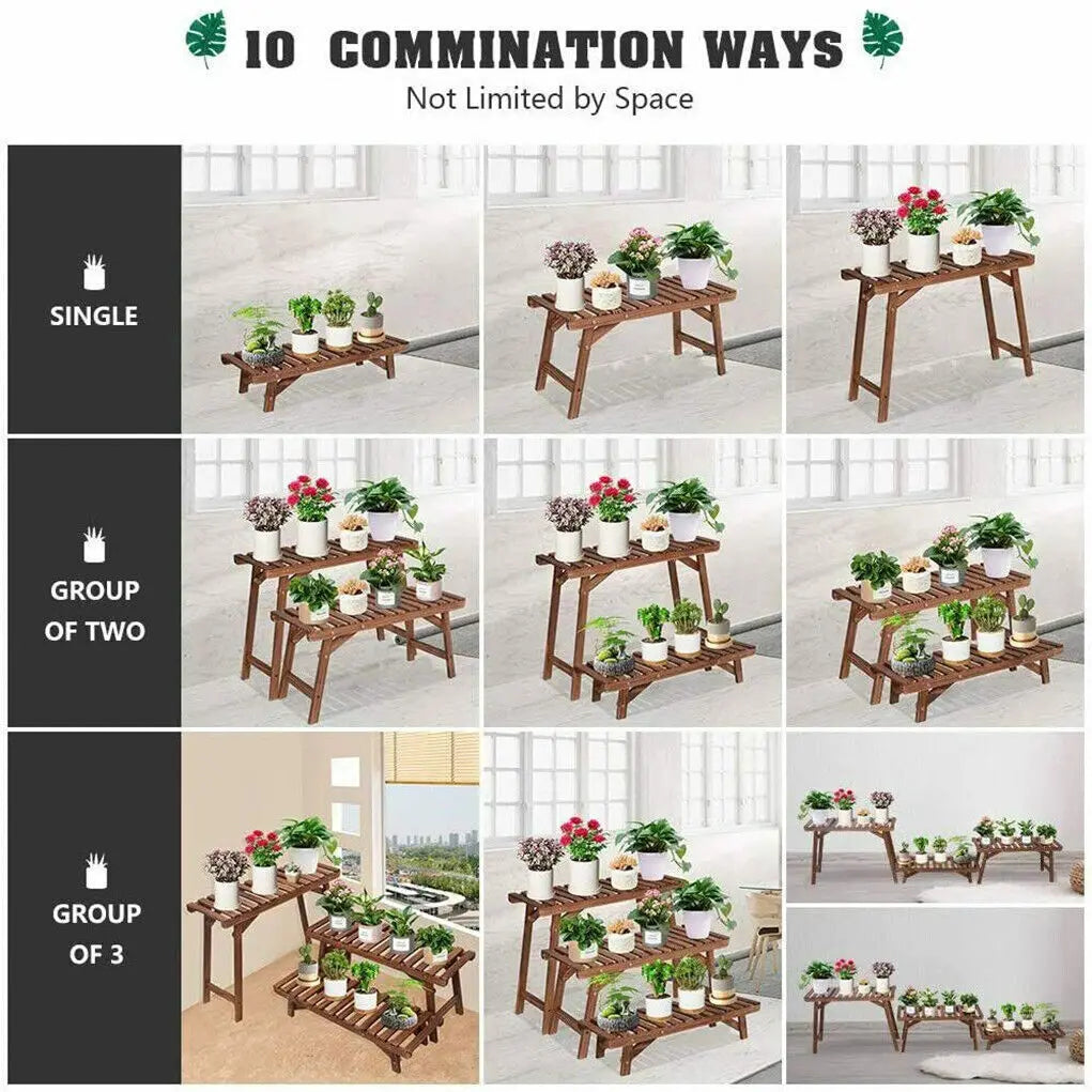 3 Tier Wooden Plant Stand Planter Organizer / 27.5x9.8x4.9 inch....
