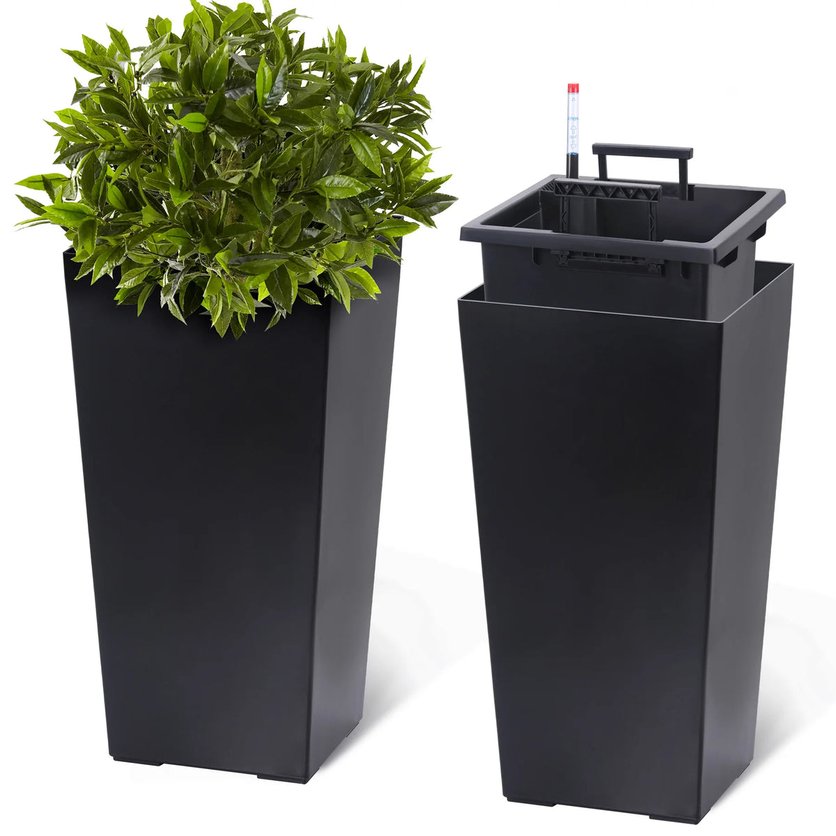 Set of 2 Modern Planters – Large Outdoor & Indoor Plant Pots with Self Watering System