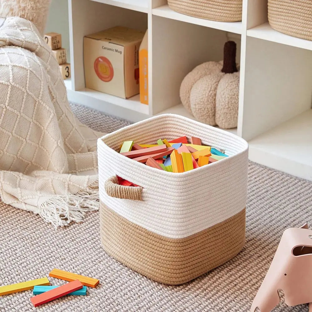 Set Of 3 Woven Baskets 11 Inch Square Baskets....