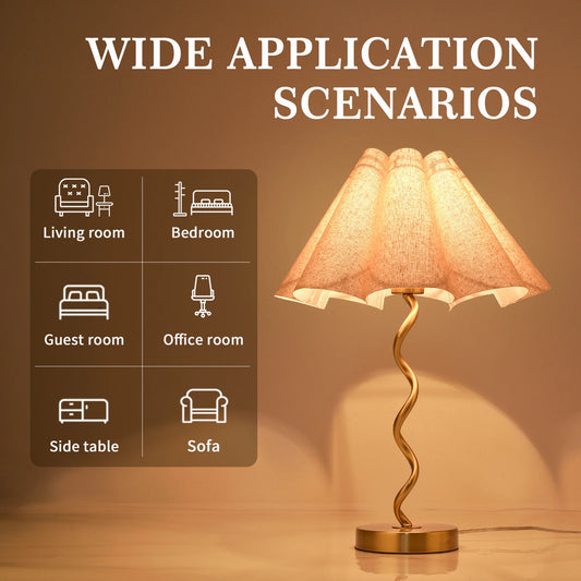 Gold, Scalloped Pleated Desk Lamps