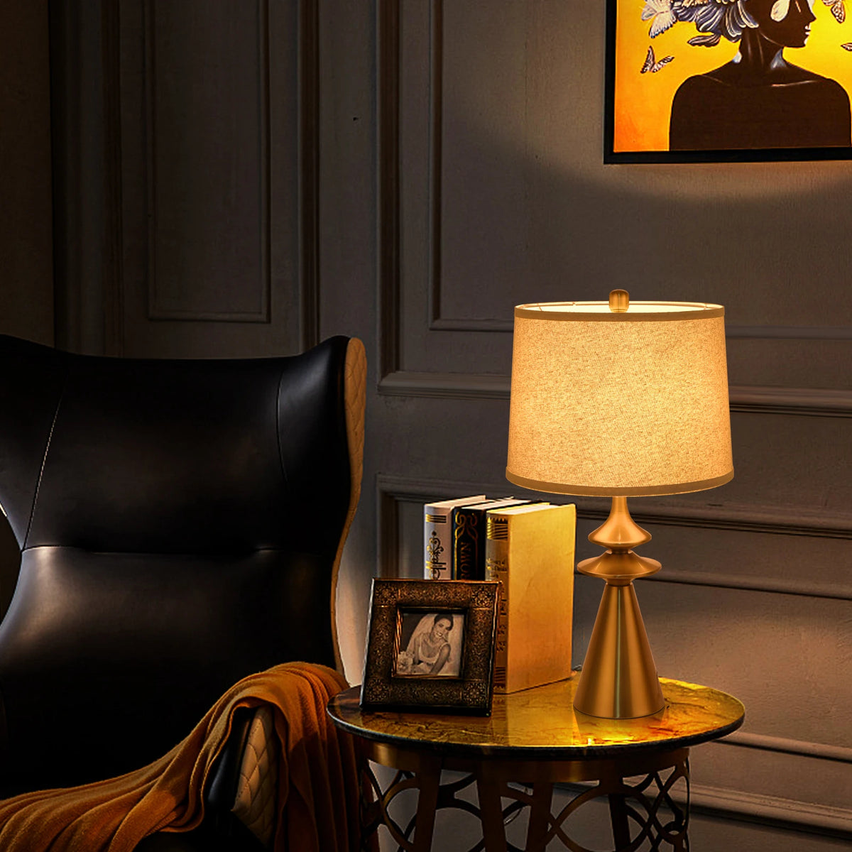 24" Gold Modern Tall Contemporary Table Lamps Single